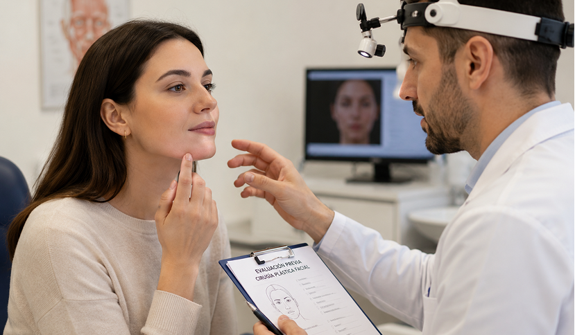 Consulta de evaluación para cirugía plástica facial